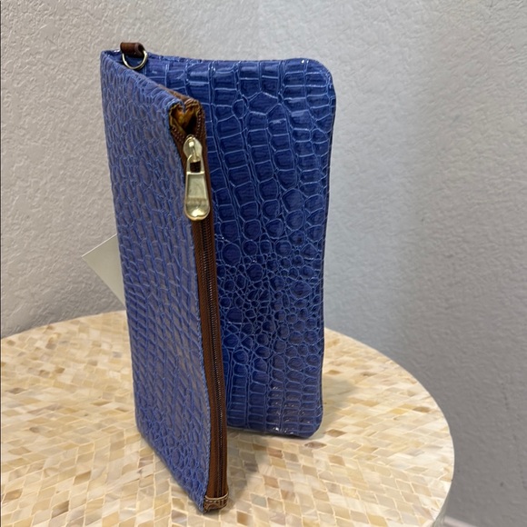Blue Crocodile Embossed Clutch NWt - Picture 1 of 7